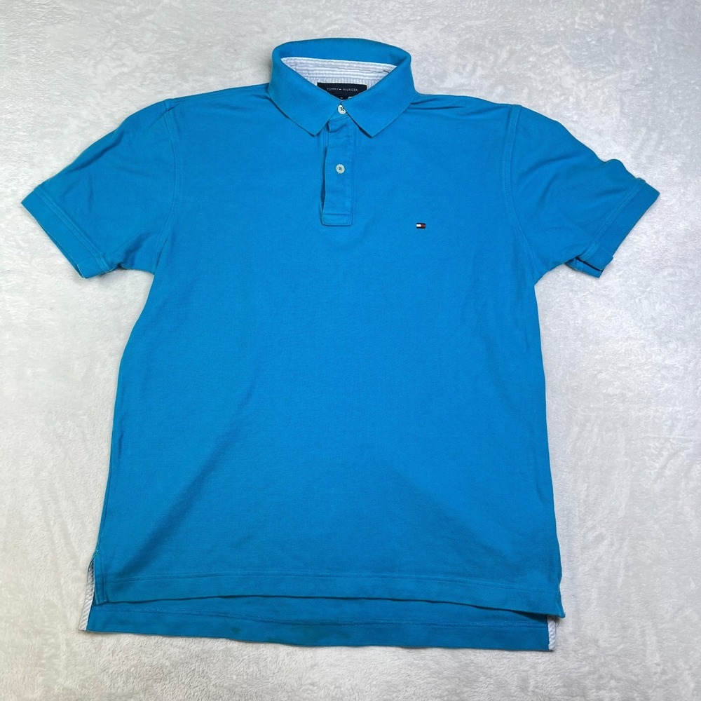 Tommy Hilfiger Polo Shirt Men's Blue Short Sleeve Sports Golf Classic - Medium